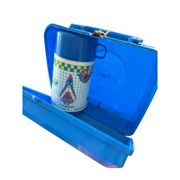Vintage Ring Raiders Aladdin Lunchbox Thermos 1988 Matchbox Fighter Jets Blue - Picture 10 of 16